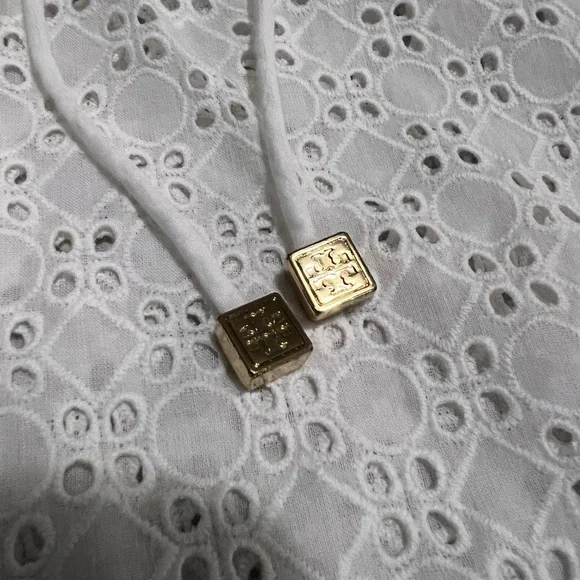 Tory Burch Soraya White Eyelet Tunic Cover Up Drawstring Resort Beach Top - Picture 5 of 11